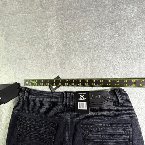 X-RAY Mens Moto Biker Jeans 30x30 Dark Blue Acid Wash Ribbed Knee NWT - Picture 10 of 14